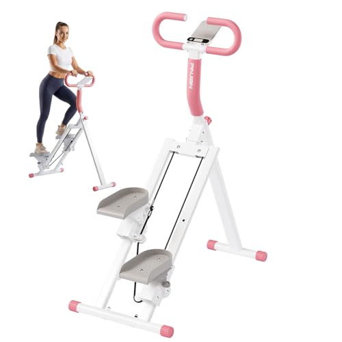 Stair Stepper for Home, Folding Vertical Stair Stepper Machine for Full Body Workout, Portable Stepper Exercise Machine with Handlebar & Digital Monitor, Step Climber Fitness Equipment - color: Pink, size: 51 IN