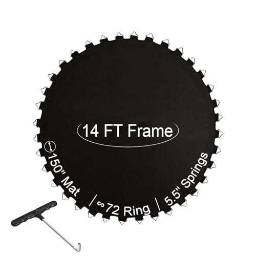 Ketofa 12FT 14FT 15FT Trampoline Mat Replacement, Fits 5.5" Springs 72 80 V-Hooks Round Trampoline Frame,Premium Trampoline Jumping Mat (Excluding Frame and Spring) - size: ‎14FT|150" Wide|72 V-Rings | Fits 5.5" Springs