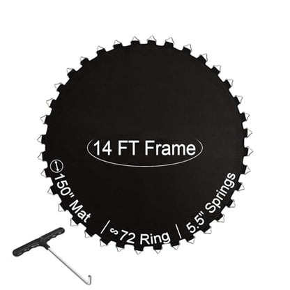 Ketofa 12FT 14FT 15FT Trampoline Mat Replacement, Fits 5.5" Springs 72 80 V-Hooks Round Trampoline Frame,Premium Trampoline Jumping Mat (Excluding Frame and Spring) - size: ‎14FT|150" Wide|72 V-Rings | Fits 5.5" Springs