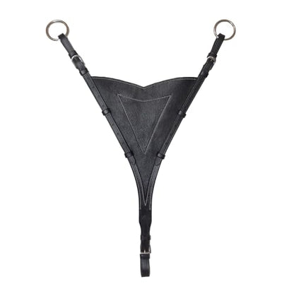 SIE Adjustable Bib Running Martingale Attachment – Soft Leather (Black) - color: Black