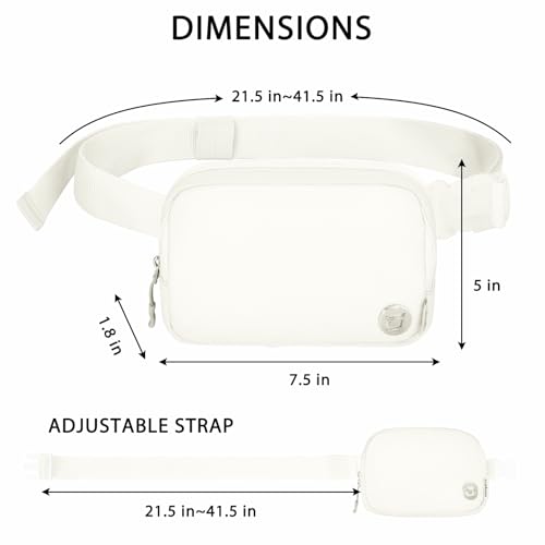 Goloni Women Waterproof Crossbody Fanny Pack Adjustable 1.1L Waist Belt Bag - color: White