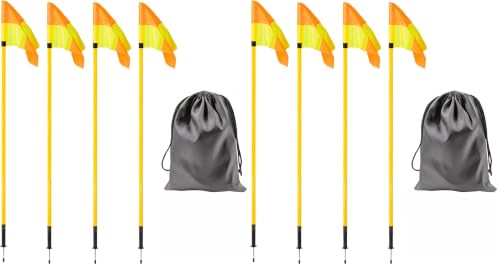 5FT Soccer Corner Flags for Soccer Field Set of 4,Soccer Flags Agility Poles Soccer Training Poles,Spring Loaded Adjustable Speed and Agility Training Equipment With Storage Bag - size: 60 inches (Pack of 2)
