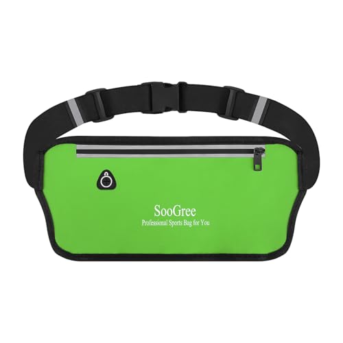 SooGree Running Belt Fanny Pack for Women Men Waterproof Waist Pack Runners Bag Slim Money belt Phone Holder for Sports Hiking Traveling Adjustable Strap Workout Pouch Lightweight Walking Jogging - color: Green, style: 1188