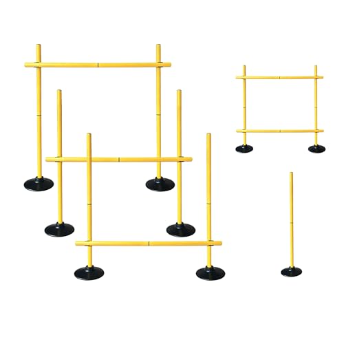 31" Adjustable Agility Hurdles, Soccer Training Poles, Dog Agility Jumps and Weave Equipment for Indoor and Outdoor Use - color: Yellow 3