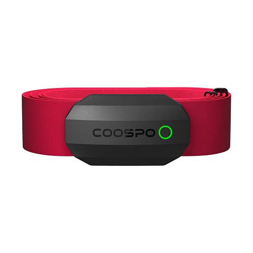COOSPO Bluetooth Heart Rate Monitor Chest Strap H808S, ANT+ BLE HR Monitor Chest, HRM IP67 Waterproof, 300H Battery Life - color: Black Red