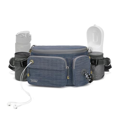 TUDEQU Hiking Fanny Pack for Men Women Large Hiking Waist Packs Mens Fanny Pack Crossbody Waist Bag for Men for Travel - color: GREY BLUE