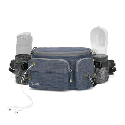TUDEQU Hiking Fanny Pack for Men Women Large Hiking Waist Packs Mens Fanny Pack Crossbody Waist Bag for Men for Travel - color: GREY BLUE