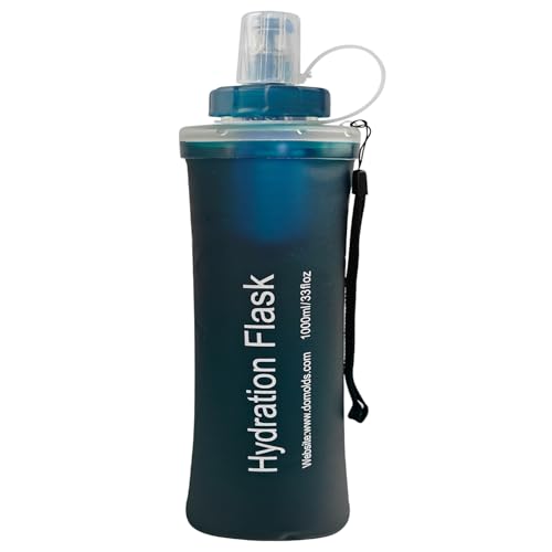 Collapsible Water Bottle with Filter for Travel Hiking Camping 1L - color: Hunter Green-1L