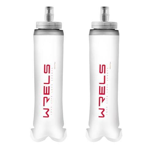 WRELS Running Collapsible Flask TPU Soft Water Bottle,Lightweight Hydration Running Portable Flask with Mouthpeice Cover - color: 500ml/16.9oz-2 Pack-Red
