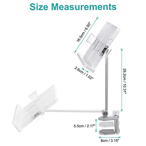 PATIKIL Book Stand for Reading, Metal Reading Rest Book Holder with Page Clips, Height Angle Adjustable, 360° Rotating Arm Suitable for Sheet Music, Laptop