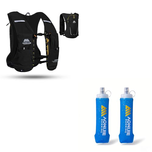AONIJIE Running Vest for Men & Women, 8L Hydration Backpack, 500ml/2Pcs Soft Flask for Ice
