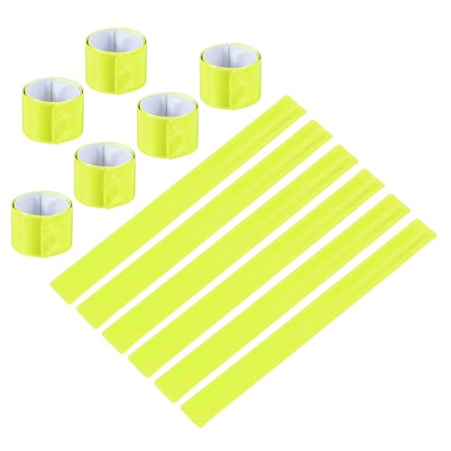 PATIKIL Reflective Slap Bands, Reflector Band Snap Bracelet Armbands High Visibility Safety Reflectors Wrist Strap Strips for Night Jogging Cycling Running Hiking - color: Fluorescent Yellow