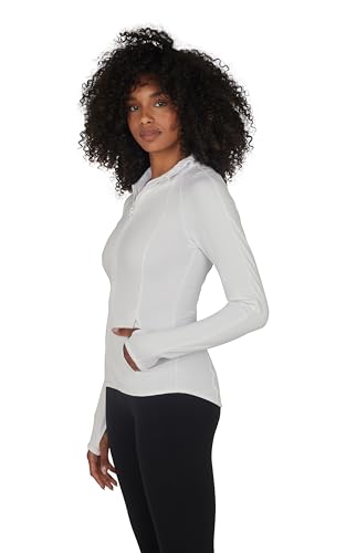 Yogalicious Womens Ultra Soft Lightweight Full Zip Yoga Jacket with Pockets - color: Gardenia, size: X-Large