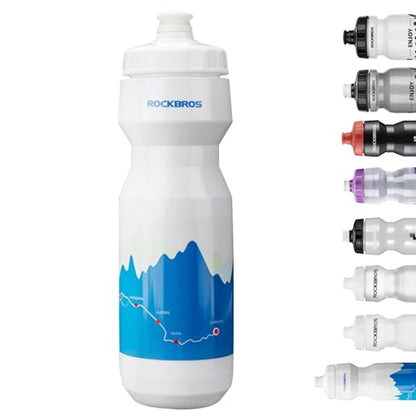 ROCKBROS Bike Water Bottle 20oz-25oz Squeeze Cycling Water Bottle BPA Free - color: 25oz Blue White, style: 1 Pack