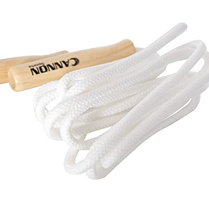 Cannon Sports White Jump Ropes with Wooden Handles & Braided Polyester for Fitness, Exercise & Home Gym - size: 7-feet