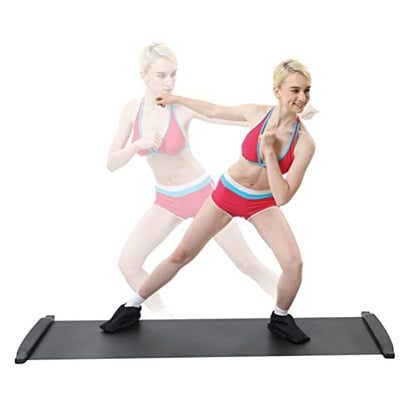 Slide Board with Shoe Cover Slimming Exercise Guide Slide Mat for Leg Pot Training Fitness Athletic Training - color: Black, size: 180*50cm
