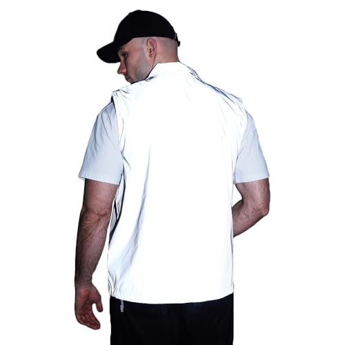 Men's Four Seasons Can Be Used for Outdoor Night Running, Cycling, Night Shiny Vest Couple Sleeveless Jacket - size: Medium