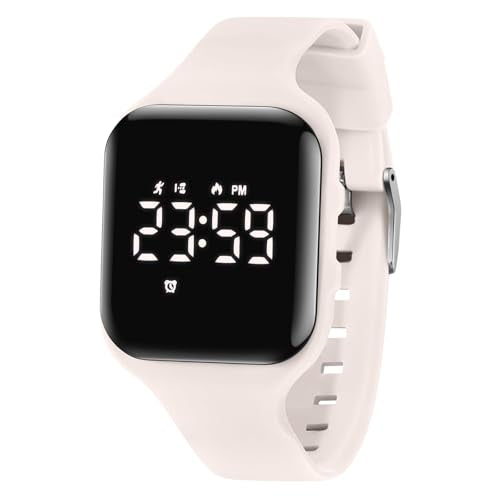 Kids Watches for Girls Boys Digital Sport Watch with Step Counter Pedometer Vibration Alarm Clock, No App Waterproof Fitness Tracker Kids Watch Boys Girls Teens Students Ages 5-16 - color: 021-E-Apricot