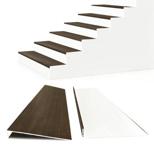 Non Slip Stair Treads for Stair Remodel, 4 Pieces 47x11.8 inch Wood Plastic Composite Stair Treads for Home Decor with 2 inch Square Nose Profile Bullnose Wood Treads Caps (Dark) - color: Dark