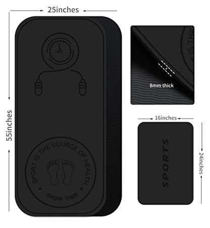 Jump Rope Mat Shockproof Exercise Skipping Mat All-Purpose Extra Thick High Density Anti-Tear Exercise Yoga Mat, Non Slip for Indoor and Outdoor - color: Black