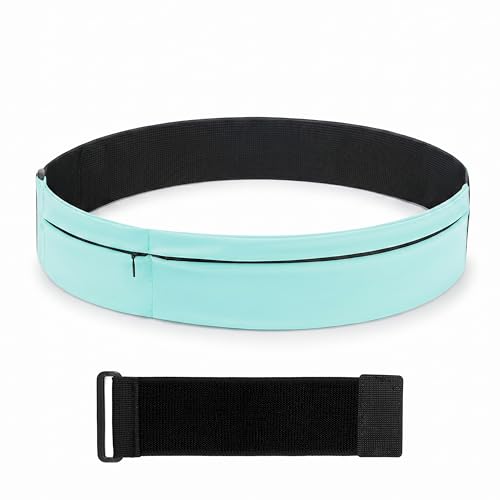 Slim Running Belt with Extender Strap - Waist Bag Fits Plus Sizes Without Bouncing, 2Pockets Holds Phone & Essentials for Workout (Blue) - color: Blue