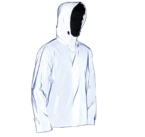 LZLRUN Mens Fully Reflective Jacket Outdoor Windbreaker Running Coat - size: XX-Large