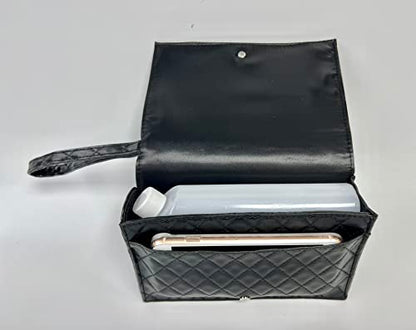 Clutch Purse With Flask (Black), Holds 26 oz (800 ml), Handbag Wine Bag for Women - color: Black