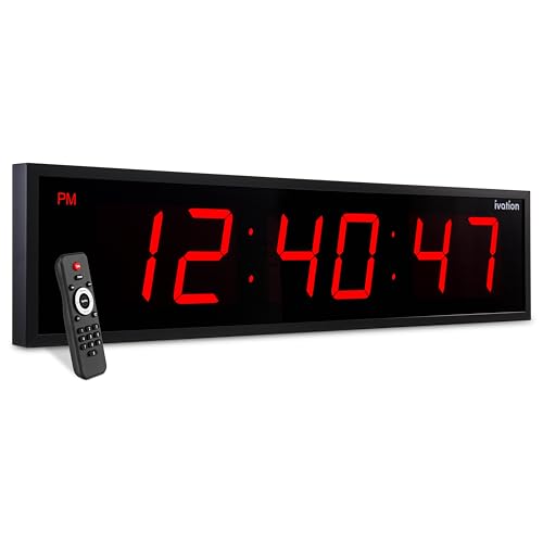 Ivation Oversized Digital Wall Clock with Large LED Display & Timer, 72" - color: Red, size: 72" Inch
