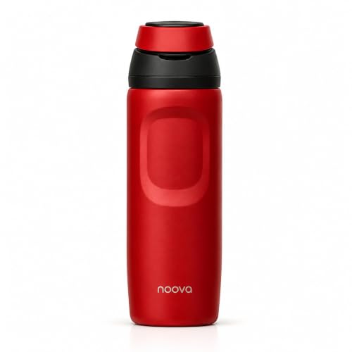 NOOVA Insulated Water Bottle Leak-Proof Insulated Stainless Steel Tumbler with Straw Sports Water Bottle Cold24h Hot18h Thermos Travel Gift Beach Gym Accessories for Women Men Kids Cup -26oz Red Black - color: 26oz Red-Black