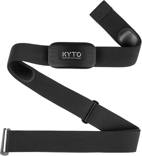 KYTO Heart Rate Monitor Chest Strap - ANT+ & Dual Bluetooth 4.0 HR Sensor, IP67 Water-Resistant, Compatible with Peloton, Zwift, Garmin, Precise HR Tracker for Running & Cycling - color: Black- Style A