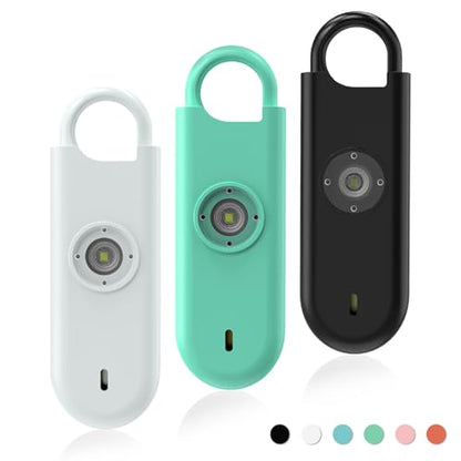Fauxomor 140dB Personal Safety Alarm for Women 3pack Self Defense Keychain - color: White+Green+Black