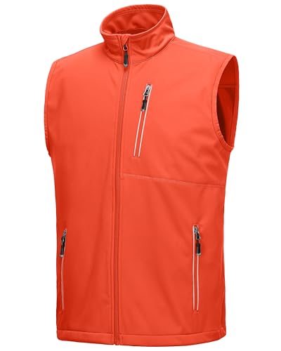 33,000ft Men's Windproof Lightweight Golf Vest Outerwear Sleeveless Jacket - color: Tangerine, size: XX-Large