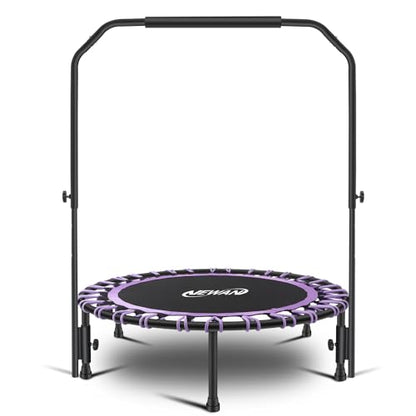 Newan 40" Silent Mini Trampoline with Adjustable Handle Bar Fitness Trampoline Bungee Rebounder Jumping Cardio Trainer Workout for Adults - Max Limit 330 lbs - color: purple