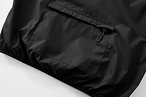 Men's Lightweight Waterproof Jacket Packable Windbreaker - color: Black, size: Small