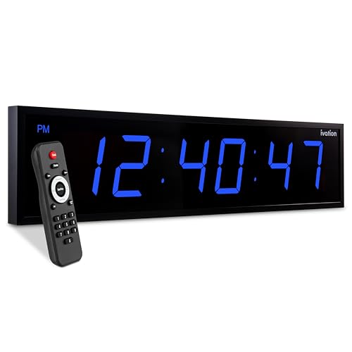Ivation Oversized Digital Wall Clock with Large LED Display & Timer, 24" - color: Blue, size: 24" Inch