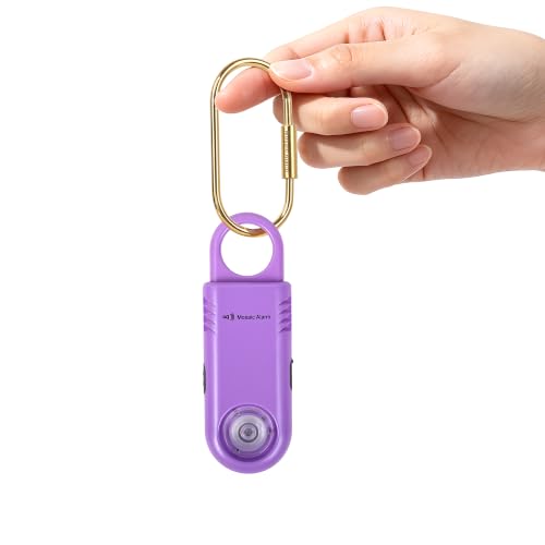135dB Rechargeable Personal Safety Alarm Ultra-Bright Flashlight & Strobe Light. Non Slip Grip Keychain Emergency SOS Siren for Women, Students. Loud Sound Hiking Bear Alerts Purple - color: Purple