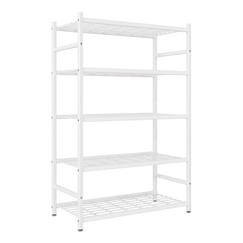 Storage Shelves, 5-Tier Metal Shelving Unit with Leveling Feet, Shelf Organizer for Garage, Kitchen, Pantry and Closet Organization, 36.4" x 11.8" x 68.3", White - color: White
