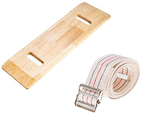 COW&COW 24" Wooden Transfer Board and 60" Belt Kit for Patient, Senior and Handicap Move Assist and Slide (24Inch) - size: 24Inch