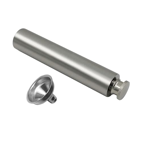 Stainless Steel 2oz Flat Bottom Tube Flask Mini Tube Drinkware Portable Cylindrical Hip Flask (Brush Finish) - color: Brush Finish