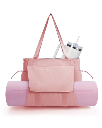 sportsnew Yoga Mat Bag Waterproof Tote Gym Bag Mat Carrier W/Wet Pocket - color: Lotus Root Pink