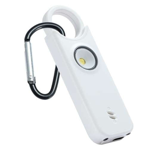 TIPSEAN Personal Safety Alarm - 135dB Ultra Loud Siren with LED Strobe Light, USB-C Rechargeable, Compact Keychain Alarm for Women/Men, Emergency Flashlight & Vibration Alert(White) - color: White