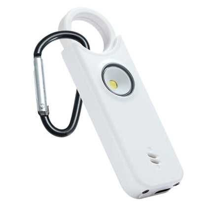 TIPSEAN Personal Safety Alarm - 135dB Ultra Loud Siren with LED Strobe Light, USB-C Rechargeable, Compact Keychain Alarm for Women/Men, Emergency Flashlight & Vibration Alert(White) - color: White