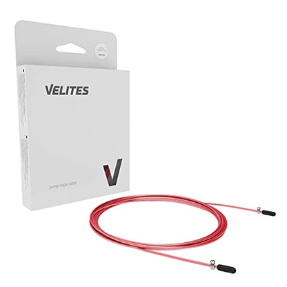 Skipping Rope Spare Replacement Cable for Crosstraining, Fitness and Boxing by VELITES | Red PVC, steel 2.5 mm diameter | For Beginners | Compatible with other brands.