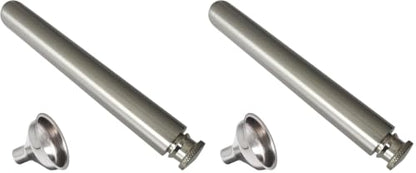 Stainless Steel 2oz Tube Flask Portable Mini Water Bottle & Funnel (Brush Finish, Round Bottom) (Pack of 2) - color: Brush Finish, size: Round Bottom (Pack of 2)