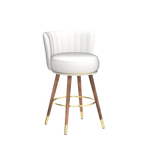 SeekFancy 24 Inch White Leather Swivel Counter Bar Stools Set of 4 - color: White, size: 24" Counter Height-4 Pieces