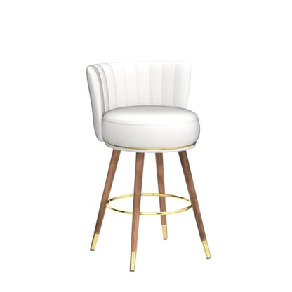 SeekFancy 24 Inch White Leather Swivel Counter Bar Stools Set of 4 - color: White, size: 24" Counter Height-4 Pieces