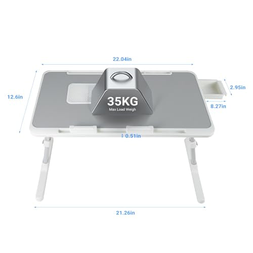 iXTRA Adjustable Laptop Lap Desk with Cooling Fan USB Light for Adults 56x32cm,Grey - color: Grey,56-32cm
