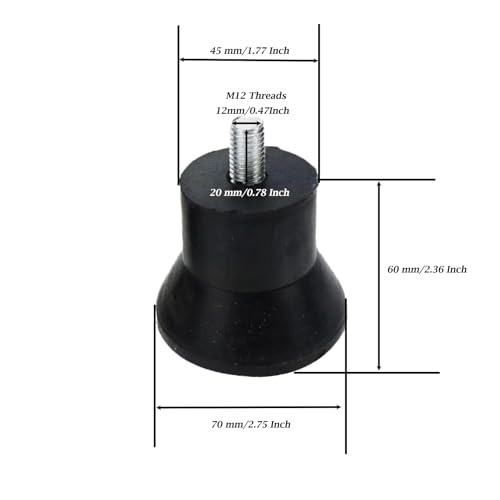 4 Pcs 2-3/8 Inch Height Rubber Furniture Legs Heavy-Duty Anti-Slip Rising Feet Replacement for Sofa Table Chair Cabinet with M12 x 20mm Screw - size: 2-3/8in-Height /M12 Bolt