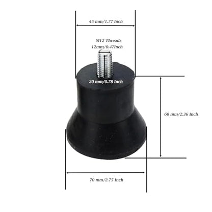 4 Pcs 2-3/8 Inch Height Rubber Furniture Legs Heavy-Duty Anti-Slip Rising Feet Replacement for Sofa Table Chair Cabinet with M12 x 20mm Screw - size: 2-3/8in-Height /M12 Bolt