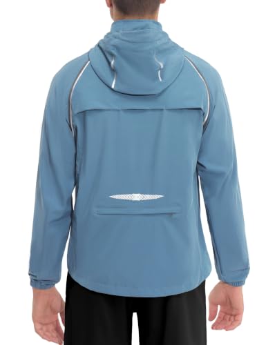 Little Donkey Andy Mens Packable Cycling Jacket Removable Sleeves & Hood - color: Detachable Hood-blue, size: Small